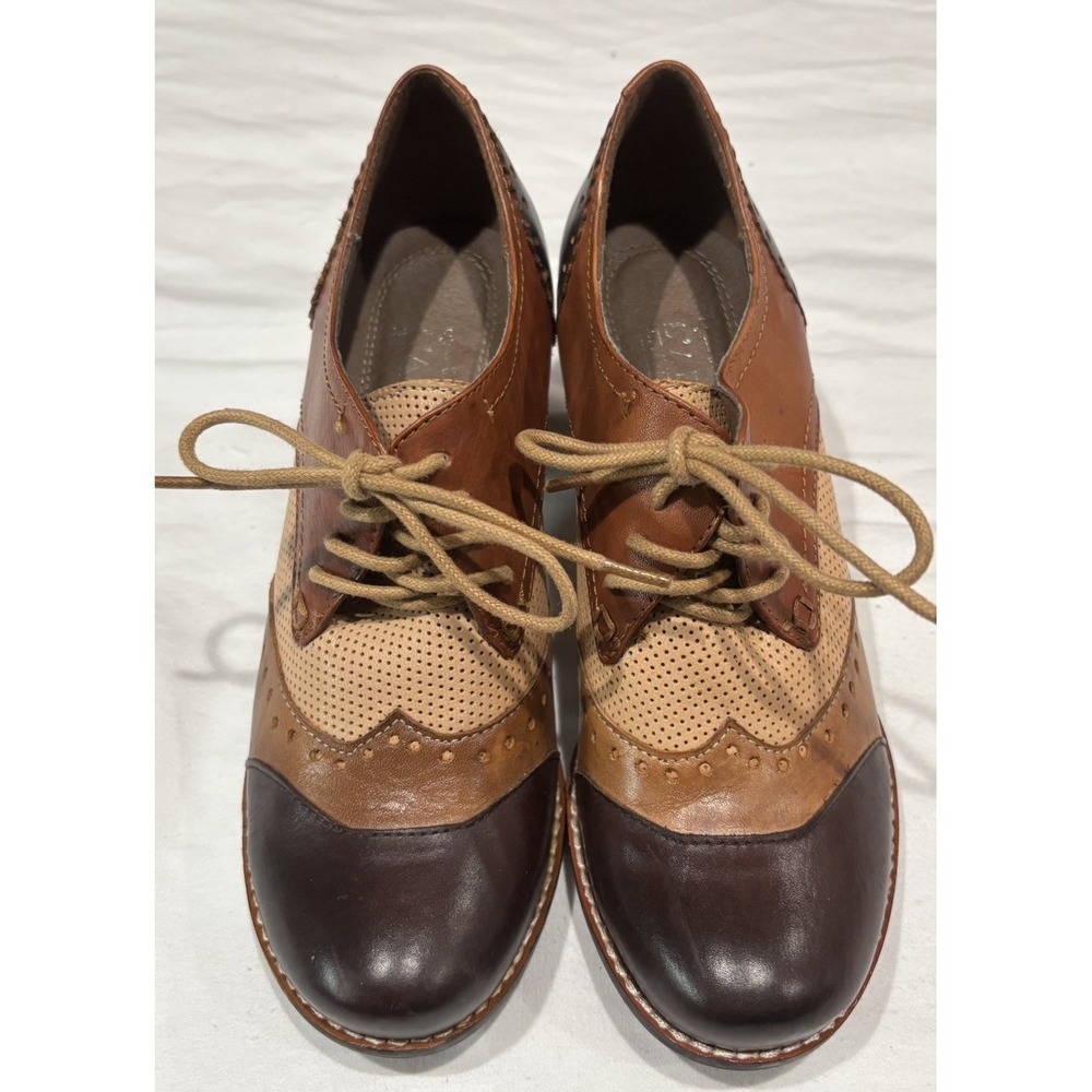 L'Ariste Spring Stop Hand Painted Bardot Leather Oxford Pumps Size 37